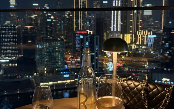 midnight cityscape grazing table